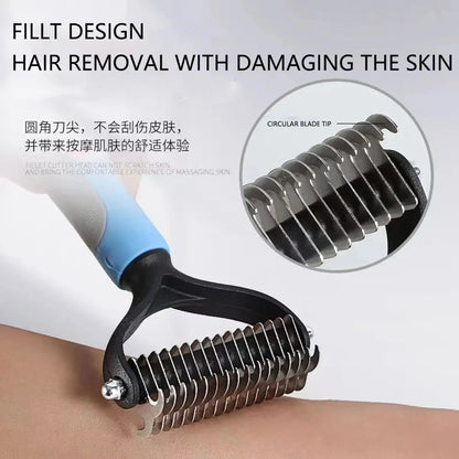 Professional Pet Deshedding Brush 2 Sided Dematting Dog Comb Cat Brush Rake Puppy Grooming Tools Undercoat Shedding Flying Hair